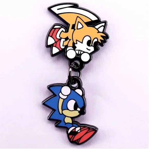 Sega Sonic and Tails Flying Enamel Pin - Classic Gaming Duo Collectible - Picture 2 of 5